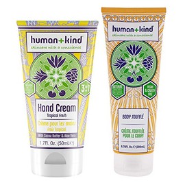 Human+Kind Hand-Elbow-Feet Cream - Tropical Fresh and Body Souffle - Tube Kit Unisex 2 Pc