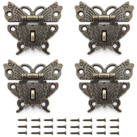 SDTC Tech 4-Pack Vintage Bronze Hasp Latch Retro Jewelry Box Butterfly Shaped Antique Latch with Padlock Hole for Antique Cabinet Decoration Hand Crafts Wooden Box Furniture Fittings