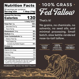 Maple Valley Rendered Grass Fed Beef Tallow 14oz | Maple Valley | USDA Inspected | Made in US