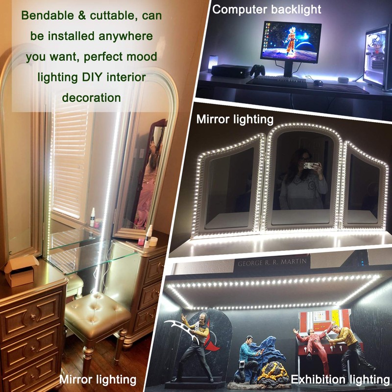 Marreal 40ft Led Vanity Mirror Lights Kit Bendable NO Need