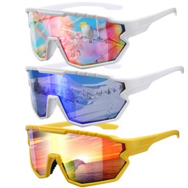 3 Pack Kids Sunglasses Youth Baseball Sports Sun Glasses, Lightweight Frame UV400 Protection Softball Cycling Goggles for Youth Boys Girls