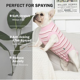Sebidtco Dog Surgery Recovery Suit for Female Spay Post Surgery,Soft Surgical Recovery Puppy Onesie,Cone Alternative Recovery Bodysuit,Abdominal Wonds Anti Licking Surgery Suit,Striped Pink XXL