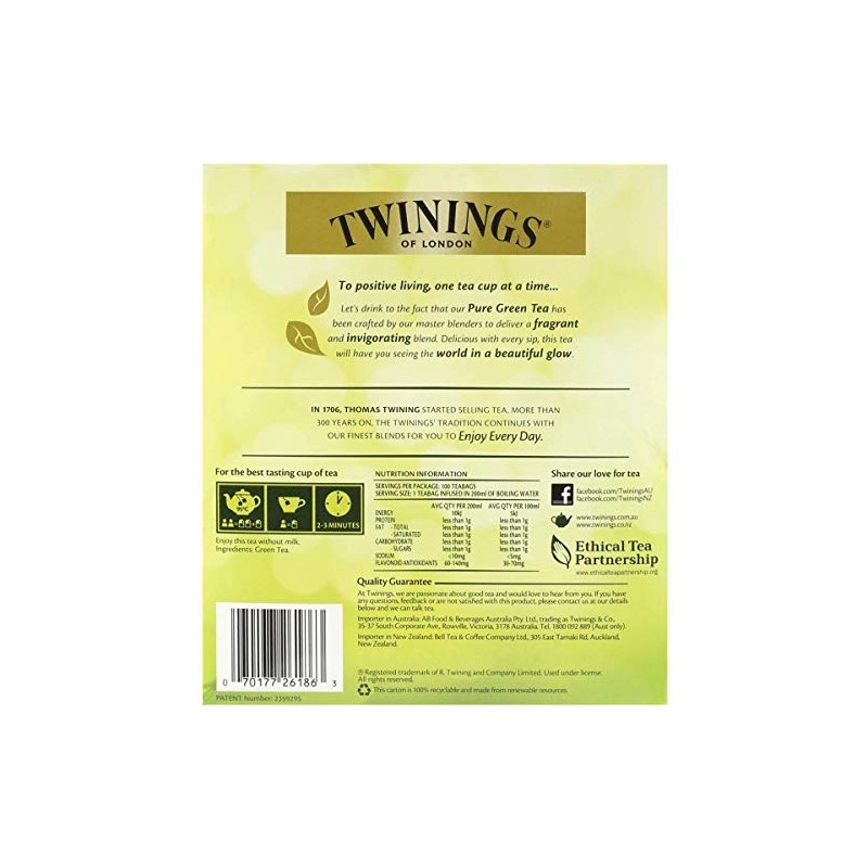 Twinings Tea – All Natural, Pure Green Tea Bags –