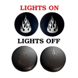 Kustom Cycle Parts Flames/Fire Theamed Smoke Bullet Turn Signal Light Lens Covers Compatible with Harley Davidson Street Glide, Road Glide, Road King, Sportster, Softail (2 Pair)