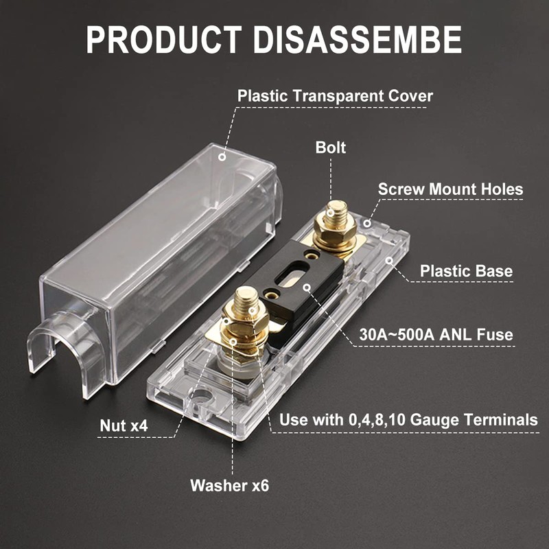 Baomain 1-Pack 180A ANL Fuse Holder Kit with Fuse -