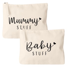 2 Pieces Gifts for Mum for Birth Baby Junk Cosmetic Bag Bag for Expecting Mum Mother Bag with Zip Baby Shower Gifts Makeup Bag New Mother Gifts for the First Time, beige
