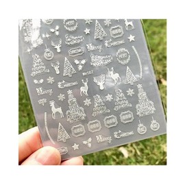 Generic White Christmas Nail Sticker Reindeer Santa Tree Snow Snowman Bear Penguin Me187 Nail Wraps Art Stickers Manicure Supplies for Women for Home Nails Full Long Lasting Easy Apply and Remove