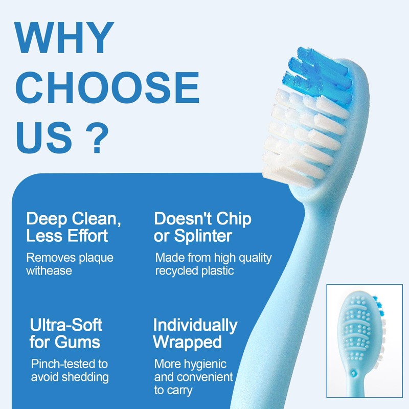 JOUGE 4-in-1 Pre-Pasted Travel Toothbrushes, 40 Pack,Mint, No Water Needed