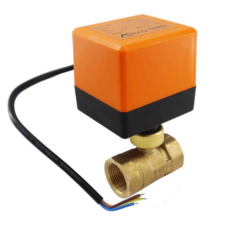 Motorized Ball Valve 3 Wires Brass 12-24V DC Electric Ball