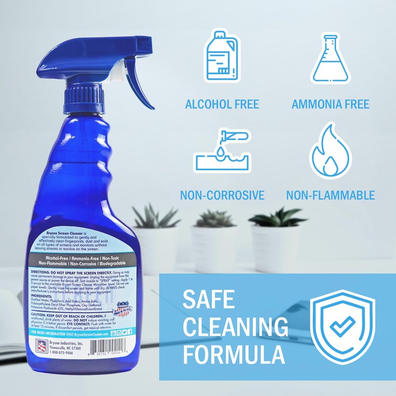 Bryson Screen Cleaner Spray and Wipe Kit - Safe for