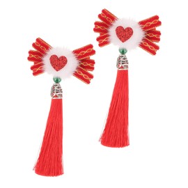 minkissy 2pcs Hairnets Fabric Red Hair Grips for Women Hair Bun Clip Chiffon