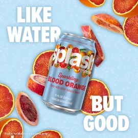 Splash Refresher Sparkling Water, Blood Orange - 8-Pack, 12 Fl Oz Cans - Flavored Carbonated Seltzer Water with Electrolytes, Zero Sugar & Zero Calories