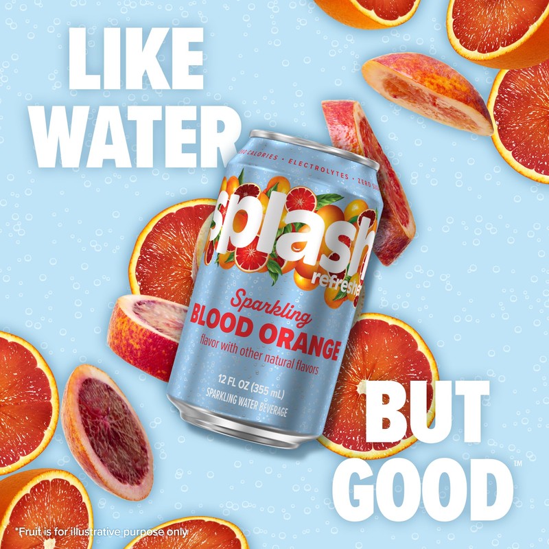 Splash Refresher Sparkling Water, Blood Orange - 8-Pack, 12 Fl