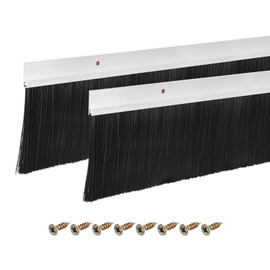 uxcell 2Pcs Door Brush Bottom Sweep H-Shape Aluminum Alloy Silver Base with 3.5-inch Nylon Black Brush for Home, Industrial (39-inch L x 4.5-inch W, Silver/Black)