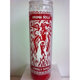 Lonely Sole (Anima Sola) 7 Day Unscented Red Candle in Glass