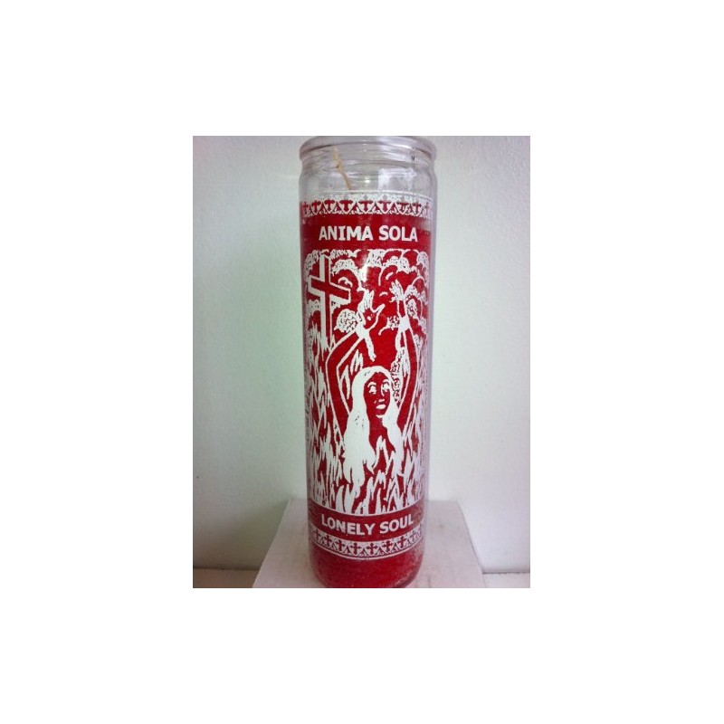Lonely Sole (Anima Sola) 7 Day Unscented Red Candle in