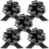 InstaBows 5-Inch Black Pull String Gift Bows – Satin Finish,