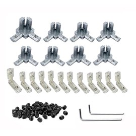 Yuejizhe 8 x 3 Way Corner Connectors and 12 x L-Sharp Internal Corner Joint Brackets for 2020 Series Aluminum Profile Slot 6mm with Screws and Wrenches Silver