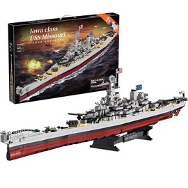 USS Missouri - Battleship Building Blocks,2228 PCS Model Toy for Adults | BBTiloBrix Iowa-Class 83cm Large Warship Replica with Display Stand, Great Collectible & Decor Building Kit