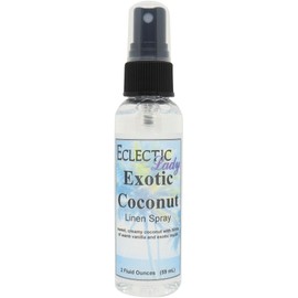 Exotic Coconut Linen Spray, 2 ounces - Eclectic Lady Sheet and Linen Spray - No Artificial Colors, Parabens, or Preservatives - Long-Lasting Scent for Bed, Fabric & Pillow