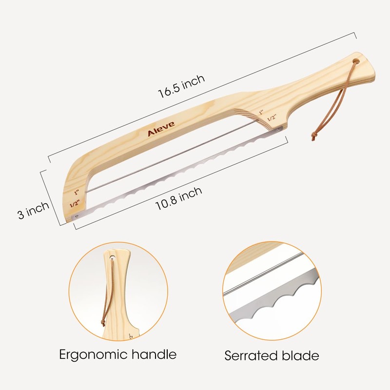 AIEVE Bread Bow Knife For Homemade Bread with 2 Thickness