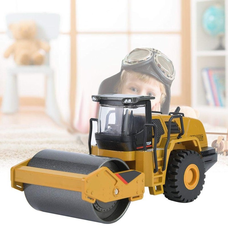 Dilwe Bulldozer Roller Train Toy, Road Roller Model, Alloy Road