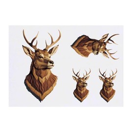 Azeeda 4 x 'Hirschkopf' Temporäre Tattoos - Wasserfest, Hautfreundlich & Ungiftig · Transfers in Verschiedenen Größen (TO00068406)