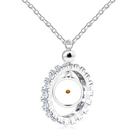 Uloveido Charm Religious Round Mustard Pendant Round Circle Ring Shape White Cubic Zirconia Pendant Necklace for Women Y2636
