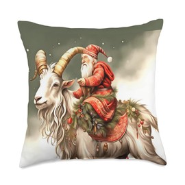 Scandanavian Mythology Julbocken Yule Goat And Tomte Throw Pillow