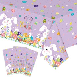 MORAINJAY 3-Piece Easter Tablecloths, 137 x 274 cm, Easter Egg Tablecloths, Easter Tablecloth, Table Decoration for Spring Easter Party Decorations
