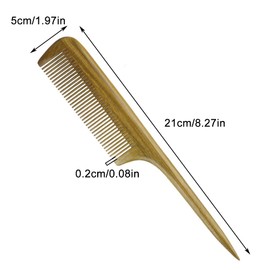Tail Comb, Wooden Comb Green Sandalwood Anti-static Fine Teeth Hair Comb Long Handle for Women