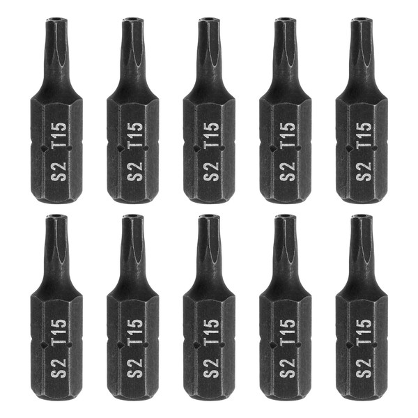 sourcing map 10pcs T15 Torx Screwdriver Bit 1/4" Hex Shank