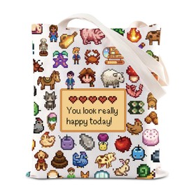 Video Game Inspired Gift Gamer Merchandise Tote Bag Cosplay Game Fans Gift Farming Country Adventure Gaming Handle Bag (C-happy today tote)