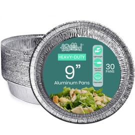 FUNSTITUTION Round Disposable Aluminum Pie Pans (30 Pack) - 9 Inch Disposable Pie Pans - Round Aluminum Foil Pans For Baking, Grilling, Cooking, Storing, Prepping - Pie Tins