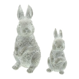 FRANK FLECHTWAREN Rabbit Washed, Set of 2, Cement, Heavy Quality, Dimensions: Height 11 cm, 16 cm