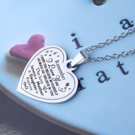 Jstud Collar inspirador, regalo para hija, hijo, regalo de Navidad, regalo de cumpleaños con colgante de corazón, collar de joyería de mamá papá, 34*33mm, Acero inoxidable, Sin piedra preciosa