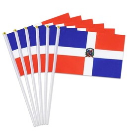 Dominica Flag Small Dominican Flag 12 Pack Mini Hand Held Dominican Flags on Sticks for Party Parades Sports Events Patriotic Holiday Decorations