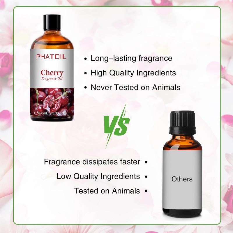 PHATOIL 3.38FL.OZ Cherry Fragrance Oils for Aromatherapy, Essential Oils for