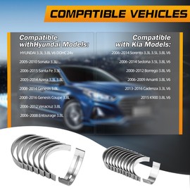 21020-3C300 STD Connecting Rod & Crankshaft Main Bearing Set, Fit for Hyundai Sonata Azera Genesis Entourage, for Kia Sorento Sedona Turbo 2006-2016 3.3L 3.5L 3.8L V6, Replace 23060-3C201, 23060-3C202