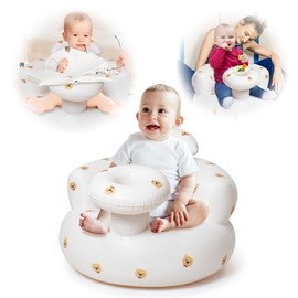 Inflatable Baby Seat for Babies 3 Months and Up - Portable Baby Floor Seats with Built-in Air Pump, Safe Sitting Up Support for Learning, Play, Feeding - Lightweight & Travel-Friendly Infant Seat