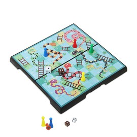KOKOSUN Magnetic Folding Snakes and Ladders Board Game Mini Set -7.9″, Family Fun Game Toys for Kids(Rounded Corner)