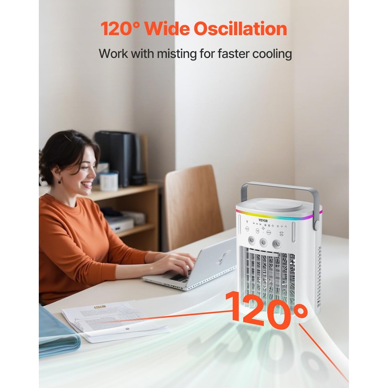 VEVOR Portable Air Conditioner, 4-in-1 Evaporative Air Cooler with Remote