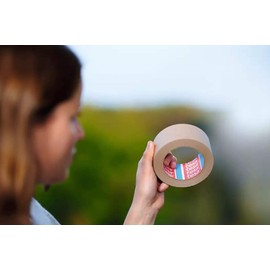 tesa 4713, paper tape, paper packing tape, packaging tape, 50 mm x 50 m (50 mm brown, 1 roll)