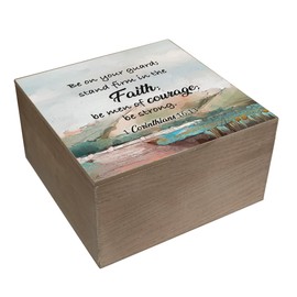 Cottage Garden EWOODBOX-15S Stand Firm In Faith Woodgrain Finish Jewelry Keepsake Photo Storage Box
