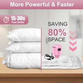 Electric Pump for Vacuum Storage Bags, Portable Vacuum Bag Pump, Electric Vacuum Pump for Storage Bags, Great for Various Vacuum Seal Bags for Clothing,Blankets,Bedding- Pink (No Bags)