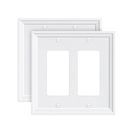 TREEWELL 2-Pack Double Decorator Outlet Cover Plate, White Decorative Switch Plates and Outlet Covers, Natural Bamboo Fiber Wall Plates for Electrical Outlets, Receptacle, GFCI Outlet, Dimmer Switch