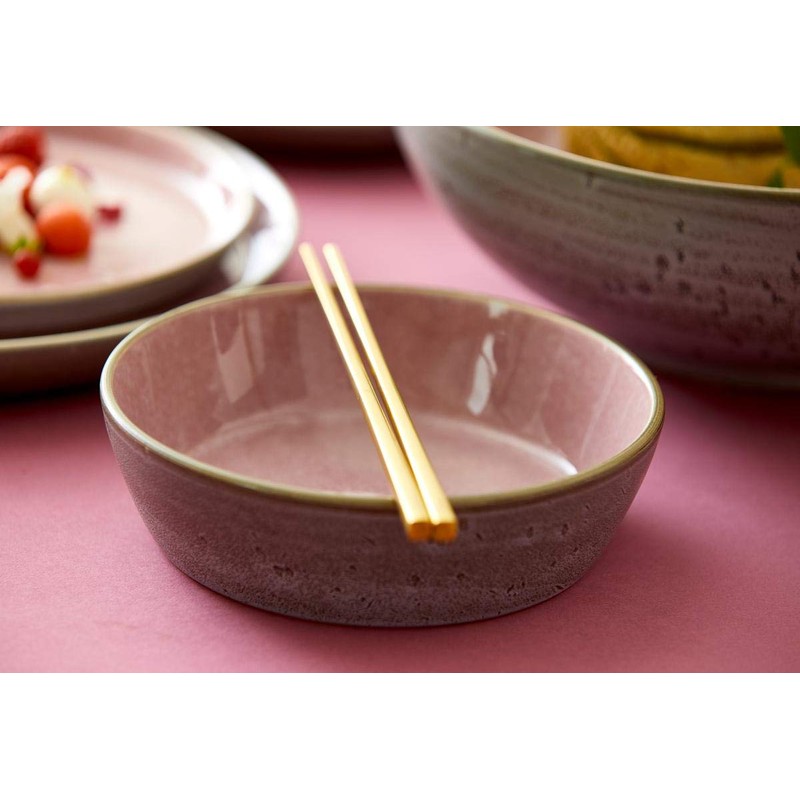 BITZ Stoneware Soup Bowl, 18 cm Diameter, Black/Green