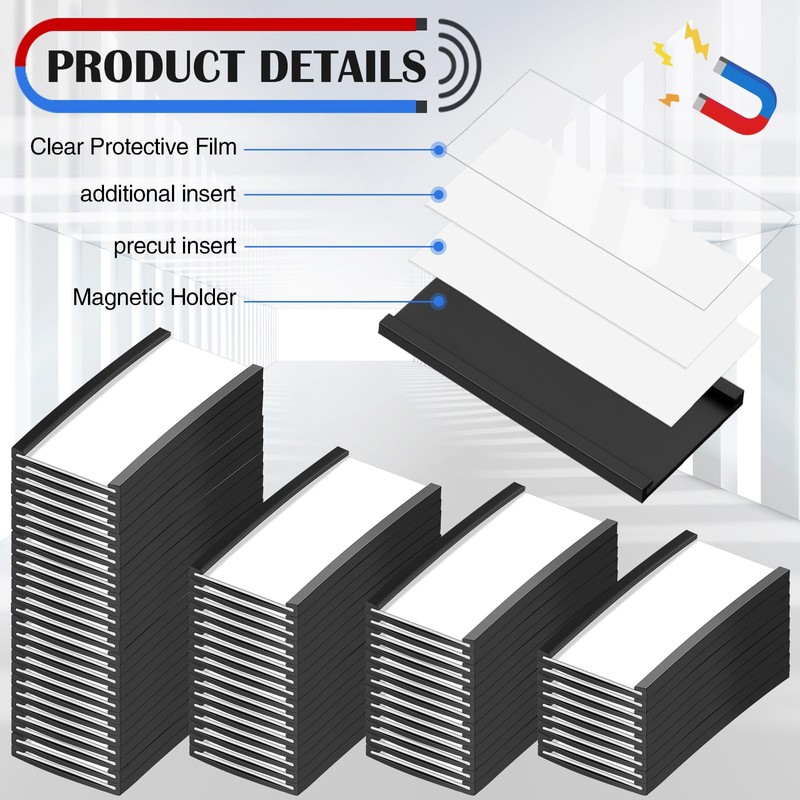 Gueevin 200 Pcs Magnetic Label Holders Bulk 4 x 2