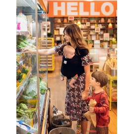 DaisyGro Certified Organic Baby Sling Carrier, GOTS Organic, Small/Medium or Plus Size, Black or Grey, CPSC Safety Tested