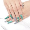 G Satin Green Handmade Nail Tips ✨ - Long Round